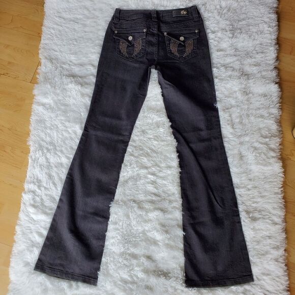 Women's Bootcut Jeans Black Studded Size 3 - Picture 4 of 9